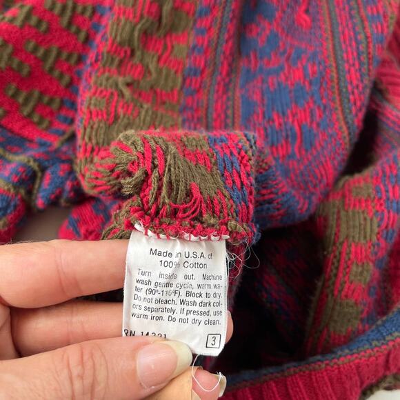 Vtg 80s Christian Dior Monsieur Mens Sweater Sz L Preppy Grandpa Geometric USA - Picture 11 of 12